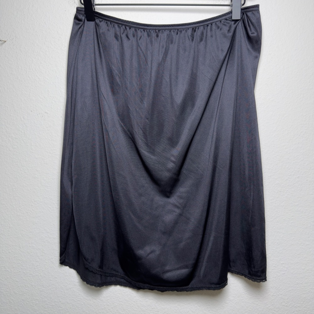 VTG 90s Vassarette Women Half Slip Whimsigoth Skirt Large Black Lace Slit Fairy
